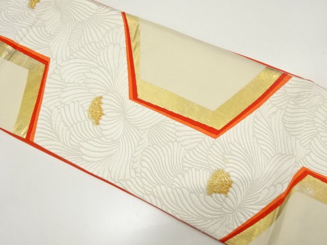 JAPANESE KIMONO / ANTIQUE TORTOISESHELL-PATTERNED FUKURO OBI / WOVEN P